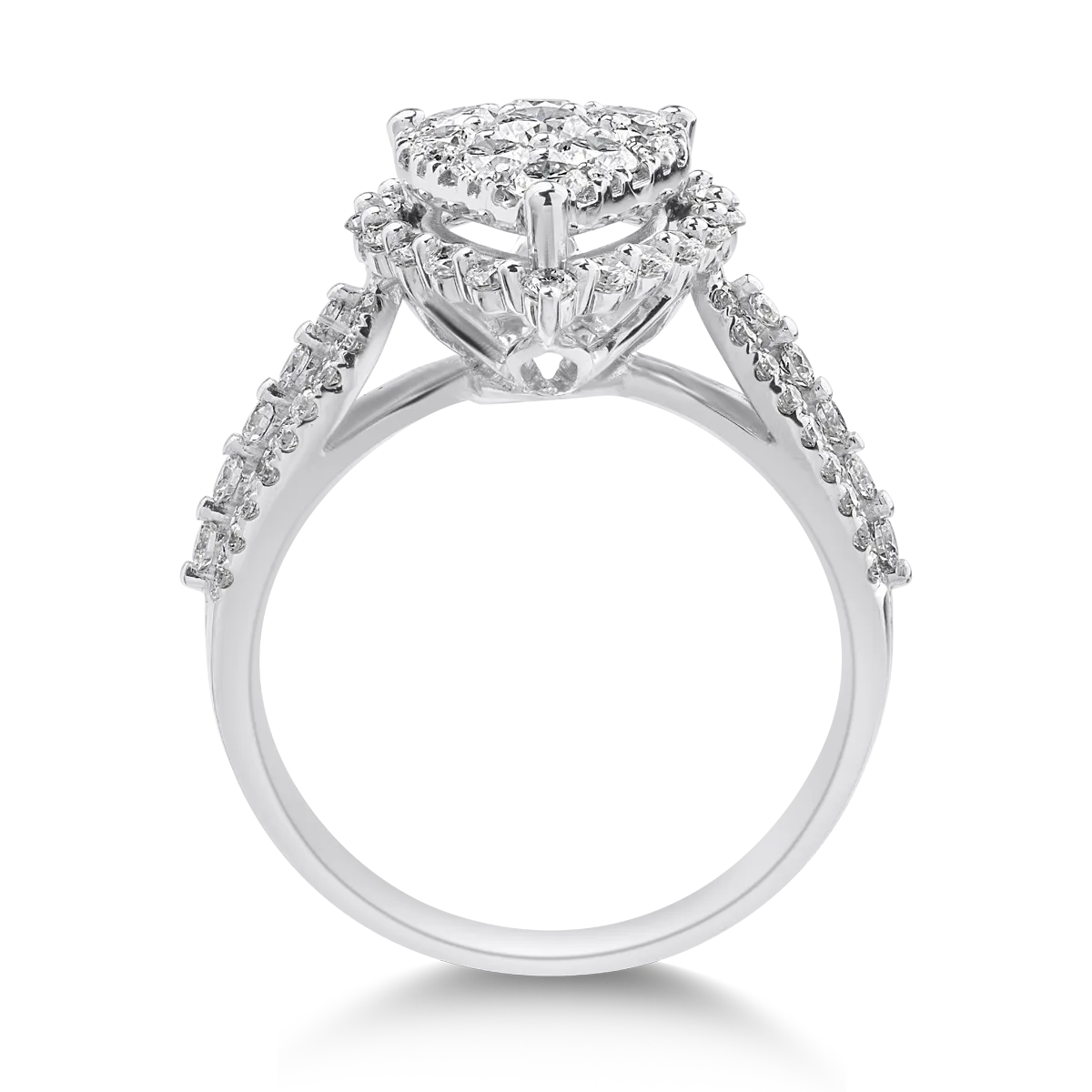 Pierścionek z 18K białego złota z 1.1ct diamentami