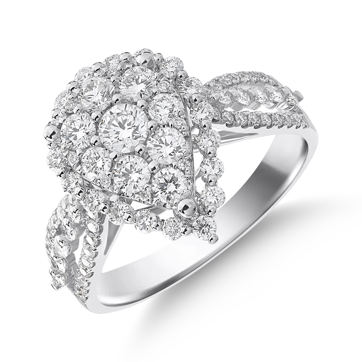 Pierścionek z 18K białego złota z 1.1ct diamentami