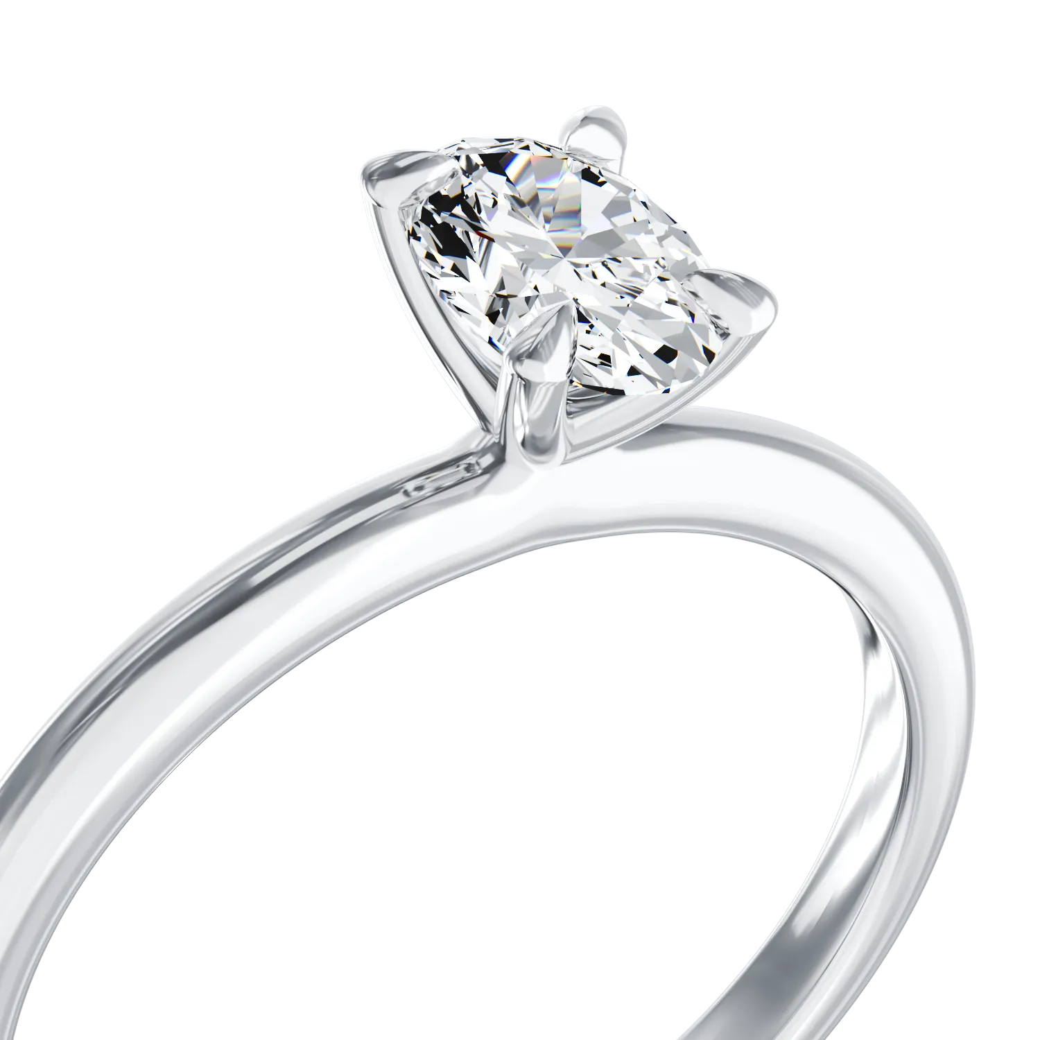 Inel de logodna din aur alb de 18K cu un diamant solitaire de 0.4ct