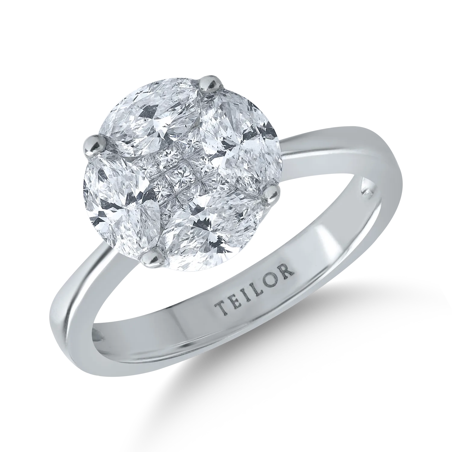 18K fehérarany gyűrű 1.33ct gyémántokkal