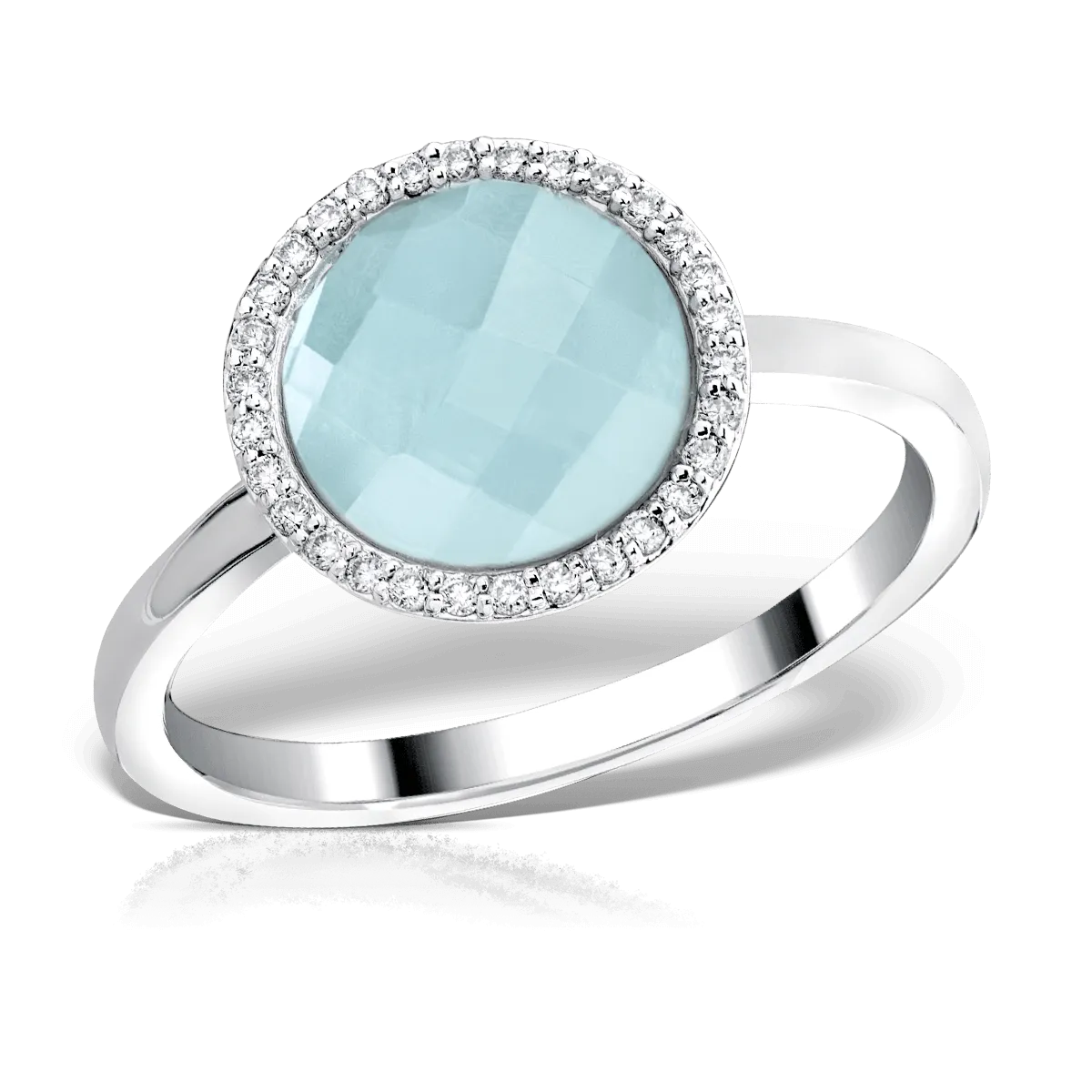 Teilor Inel din aur alb cu topaz albastru deschis de 3.52ct si diamante de 0.112ct