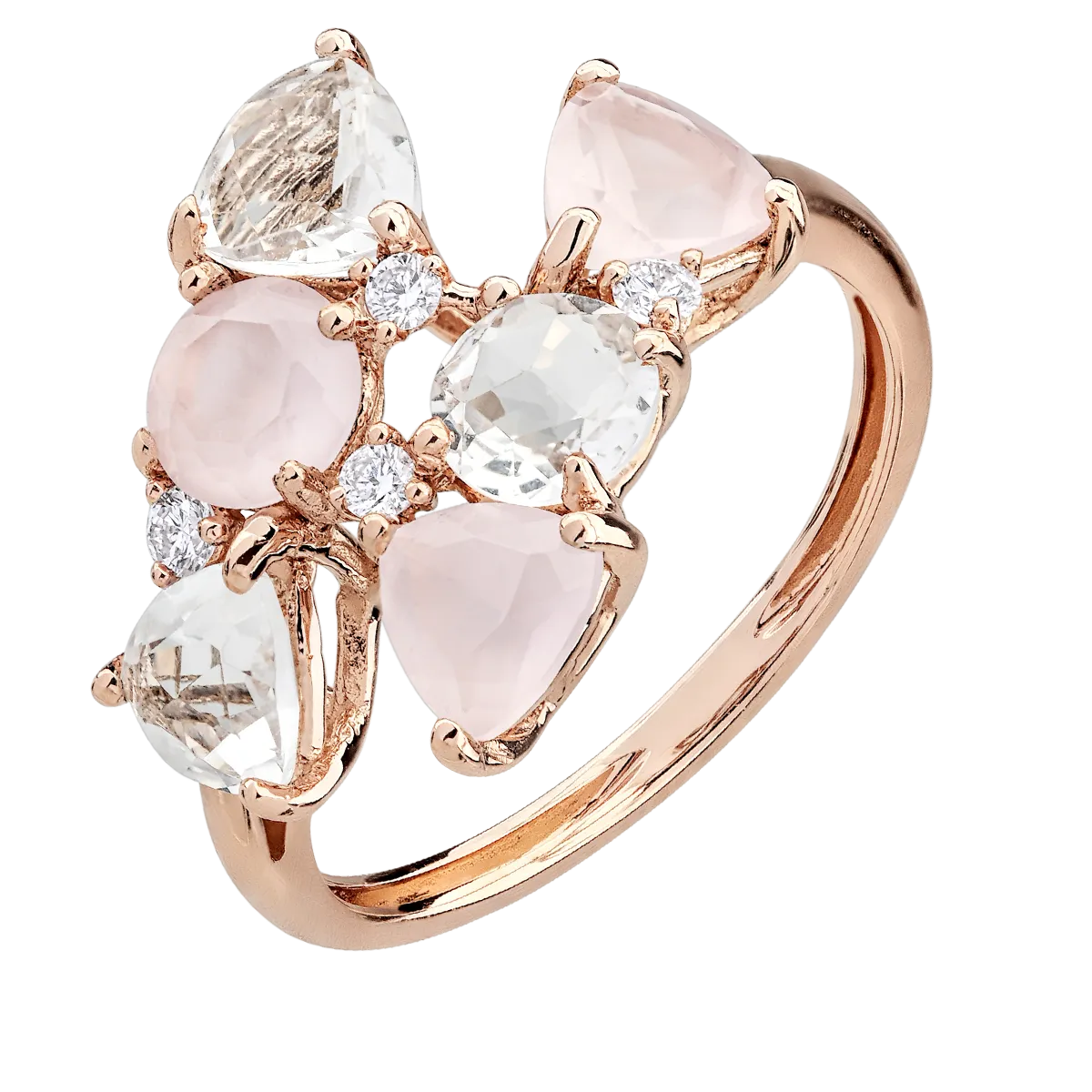 Rose gold ring with 2.18ct precious and semi-precious stones