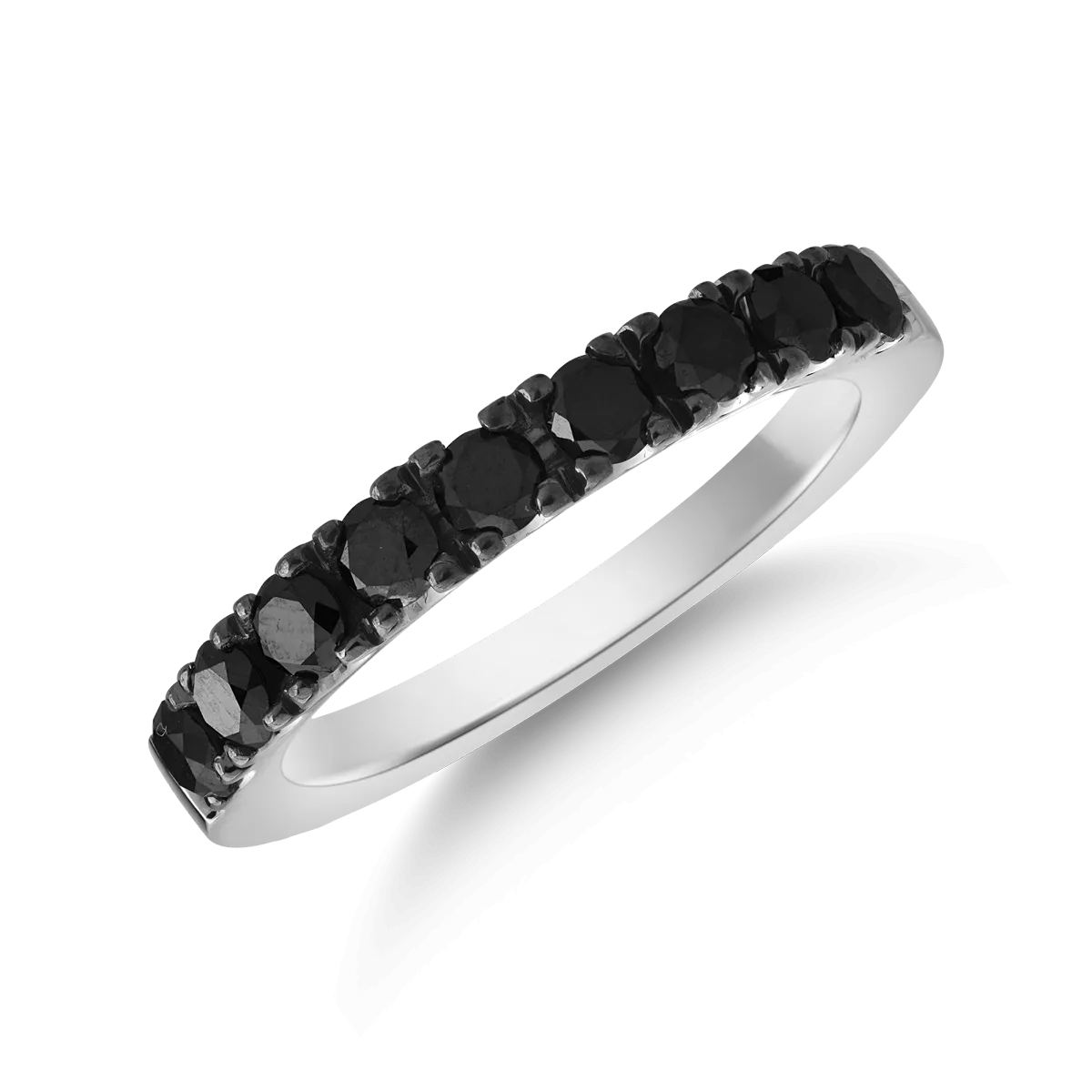 Inel din aur alb de 18K cu diamante negre de 0.85ct