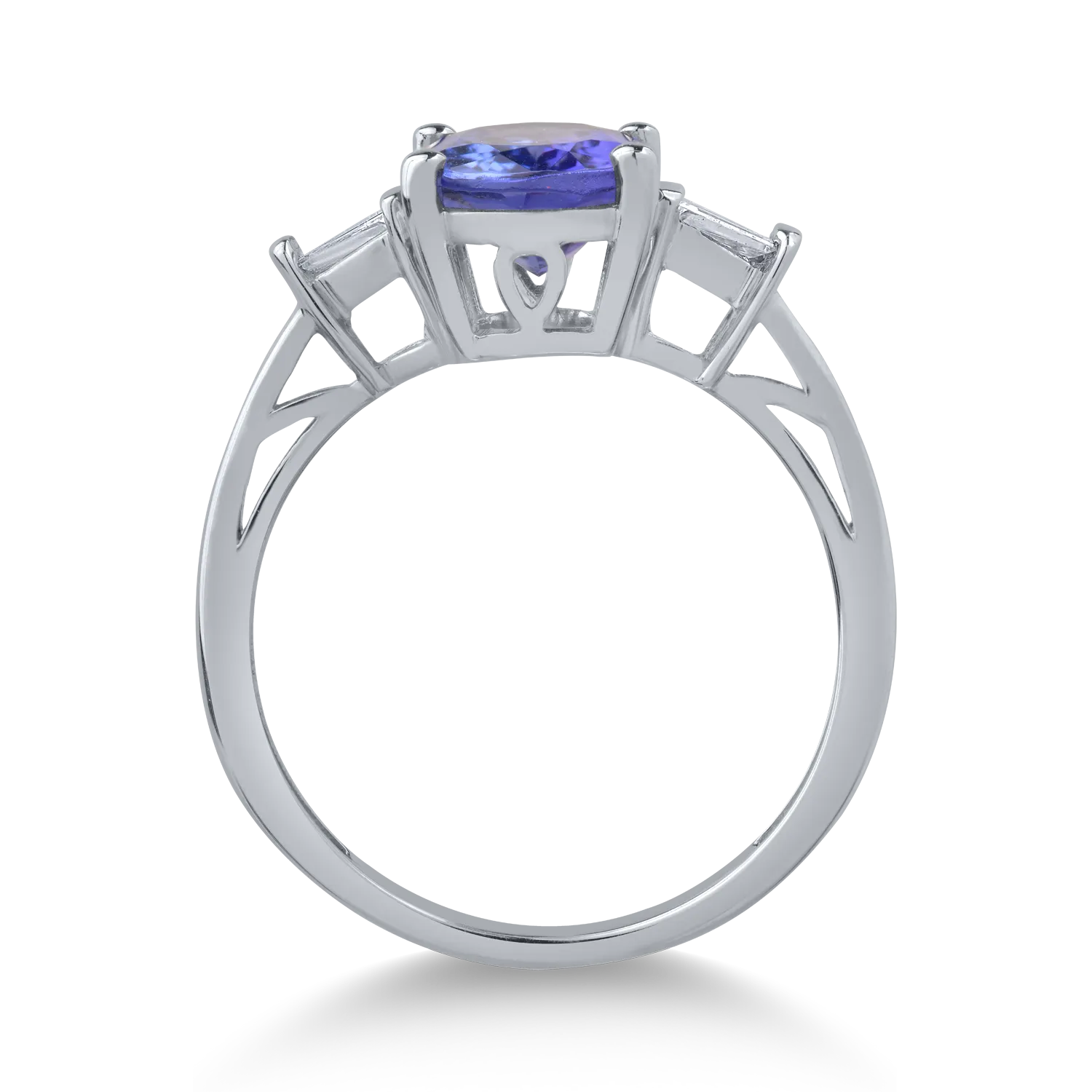 Пръстен от 14K бяло злато с 2.28ct танзанит и 0.13ct диаманти
