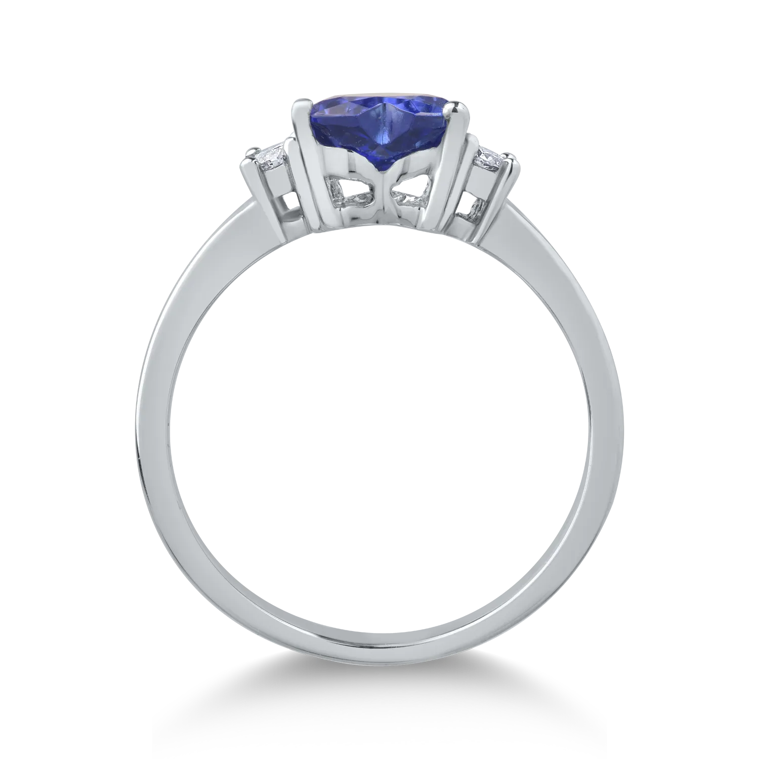 Inel din aur alb cu tanzanit heart de 1.17ct si diamante de 0.11ct