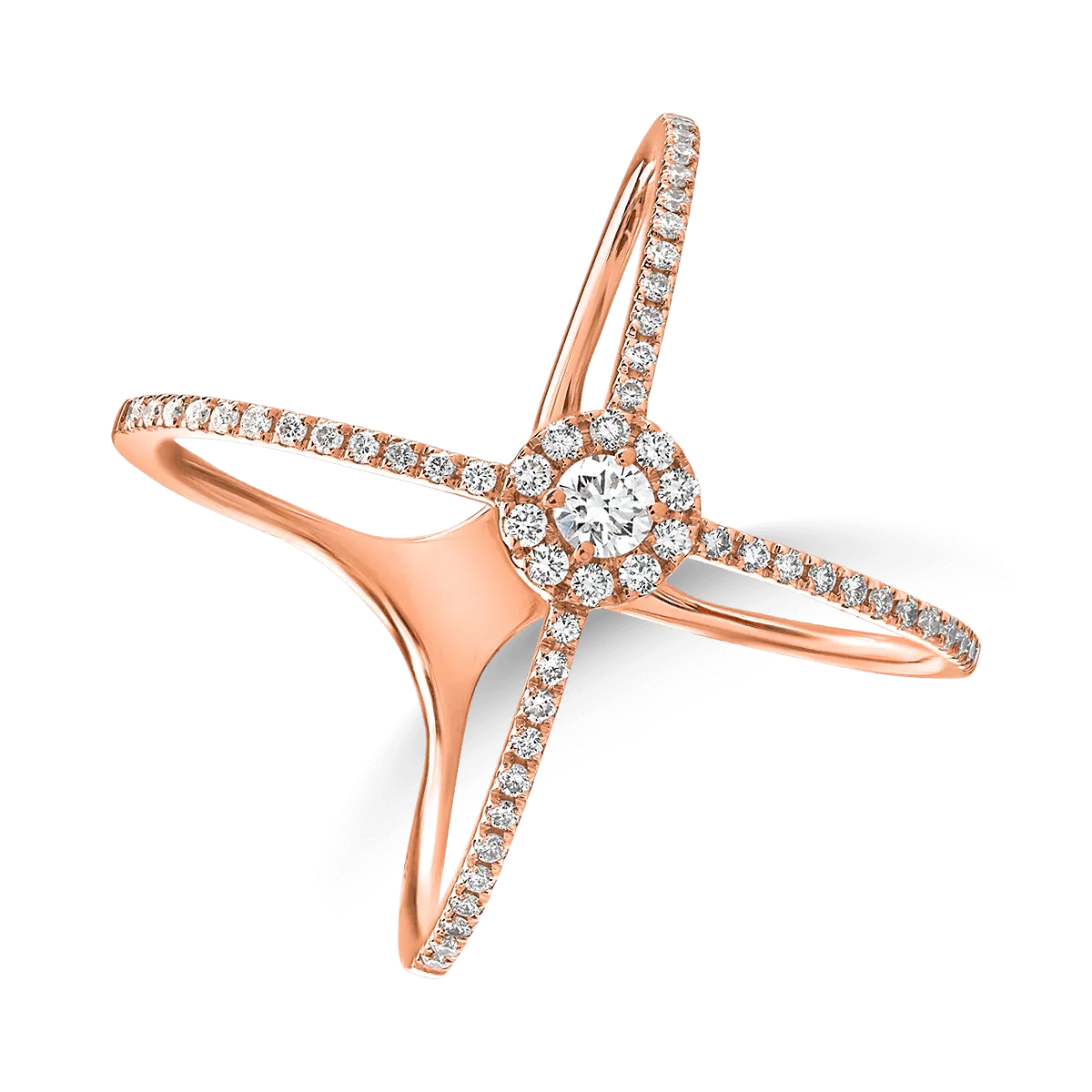 18K rose gold ring with 0.46ct diamonds