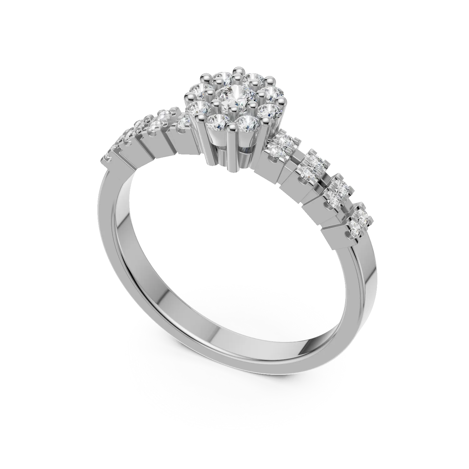 18 k fehér arany gyűrű gyémántokkal 0.27ct