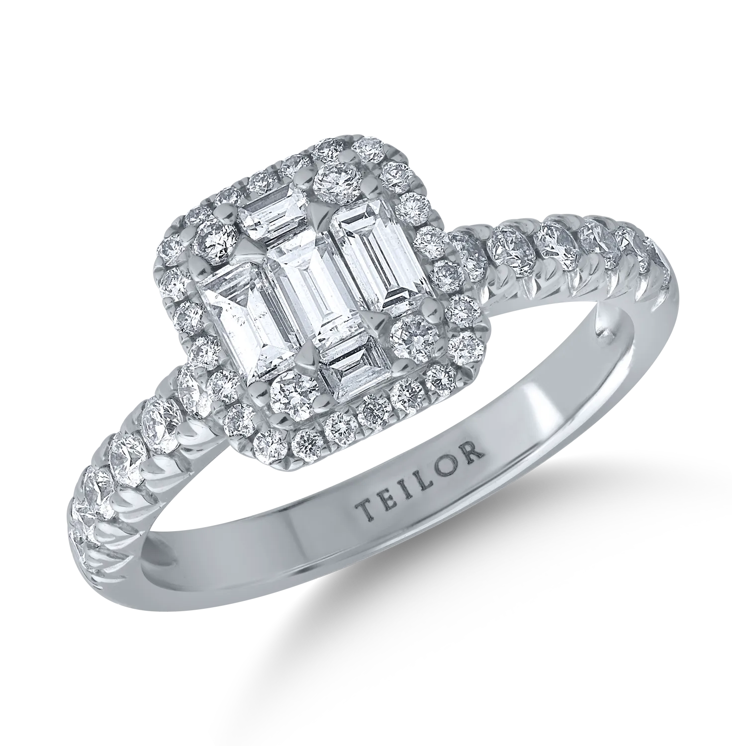 18K fehérarany gyűrű 0.95ct gyémántokkal