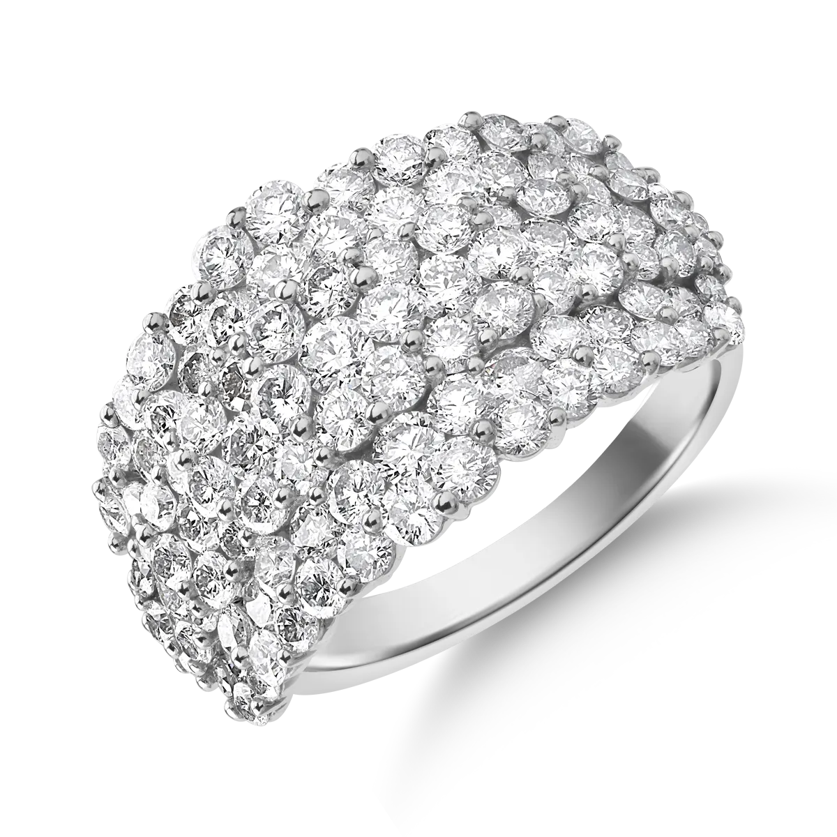 18K бял златен пръстен с диаманти от 3.6ct