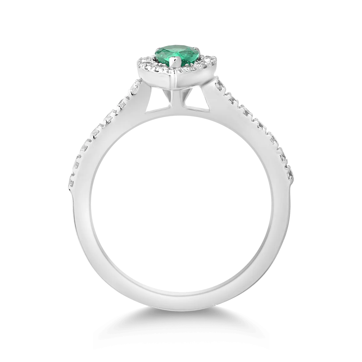 18K white gold ring with 0.33ct emerald and 0.38ct diamonds