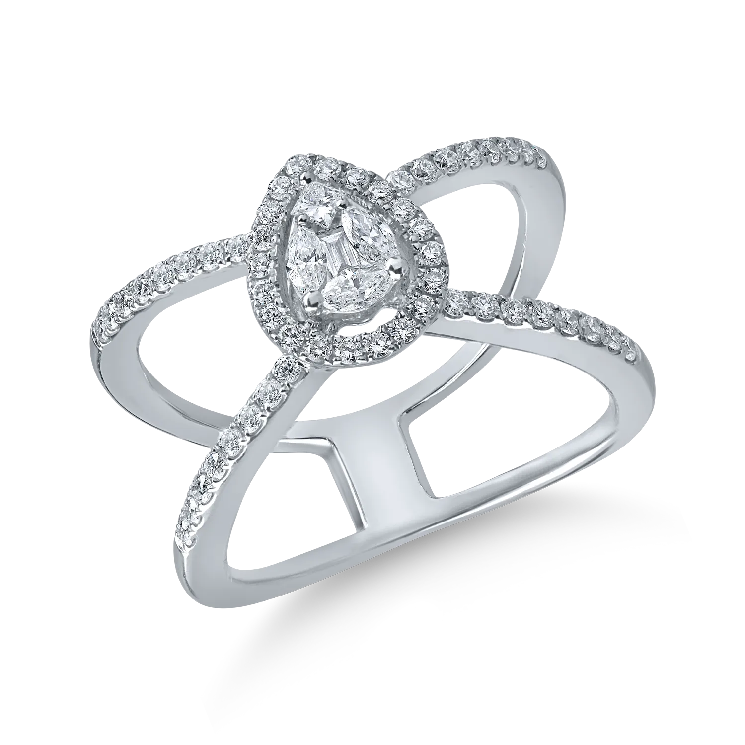 Inel din aur alb cu diamante de 0.55ct