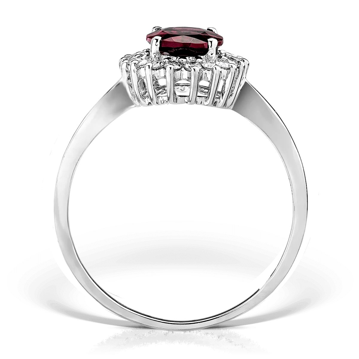 Gyűrű 14K-os fehér aranyból 1.37ct kezelt rubinnal és 0.22ct gyémánttal