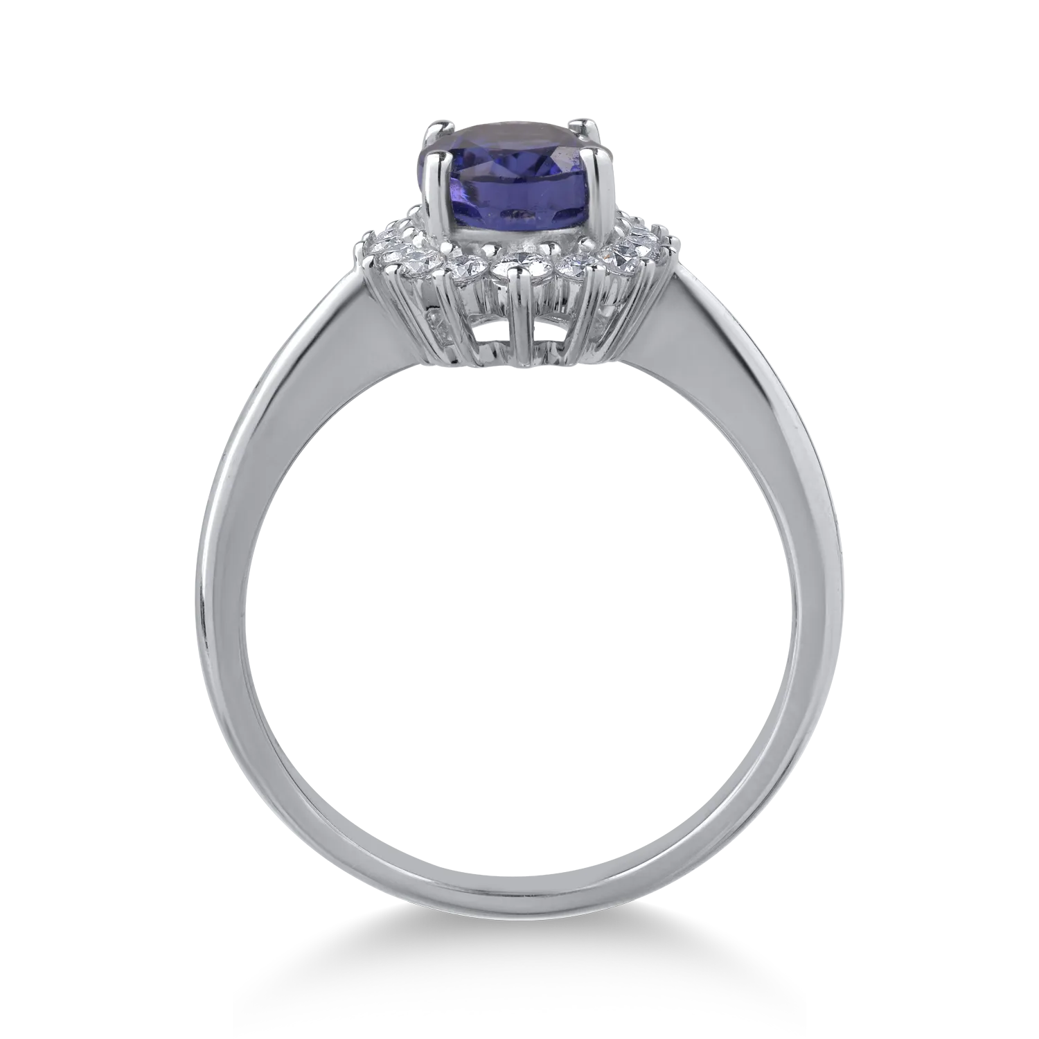 18K white gold ring with 1.45ct tanzanite and 0.28ct diamonds