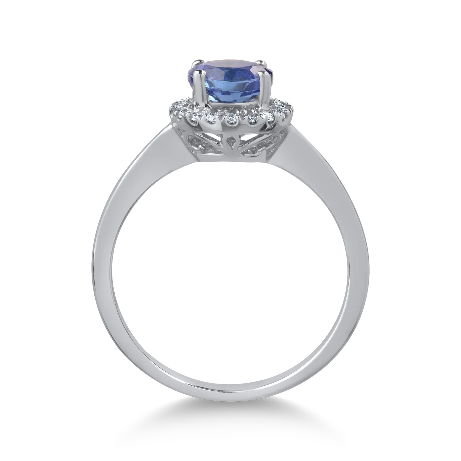 18K fehérarany gyűrű 1.05ct tanzanittal és 0.11ct gyémántokkal