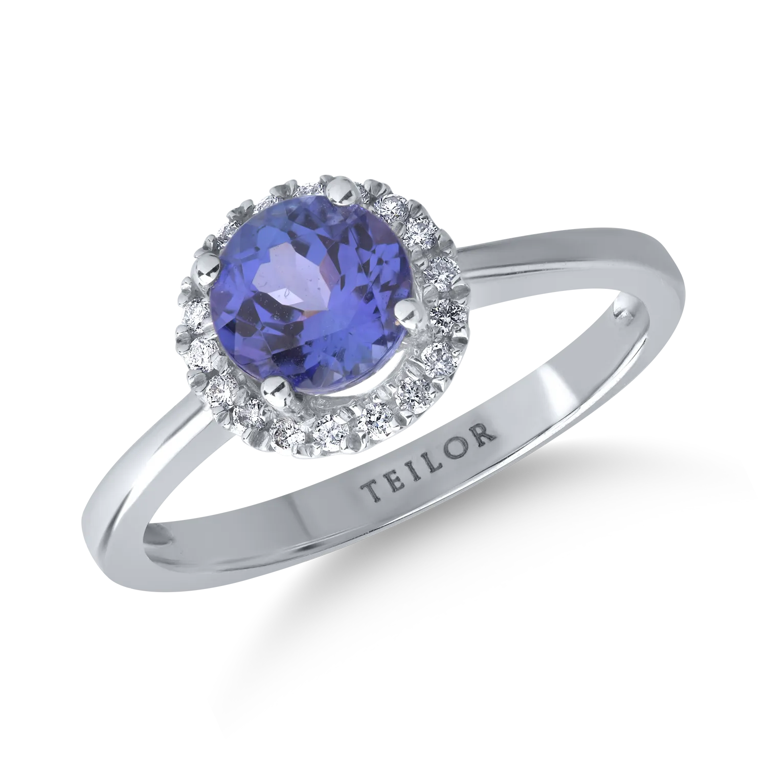 Inel din aur alb de 18K cu tanzanit de 1.05ct si diamante de 0.11ct-106986