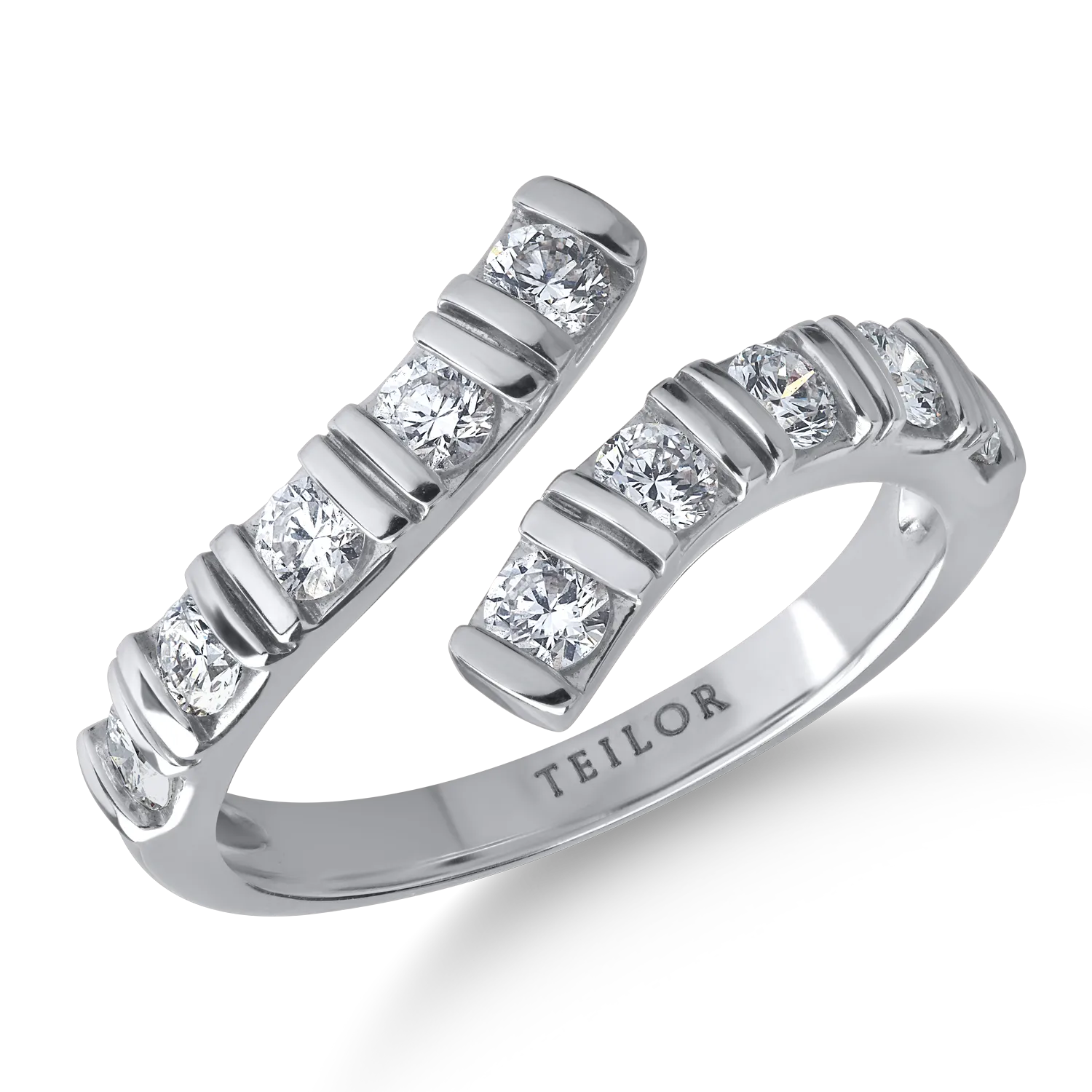 14K fehérarany gyűrű 0.834ct gyémántokkal