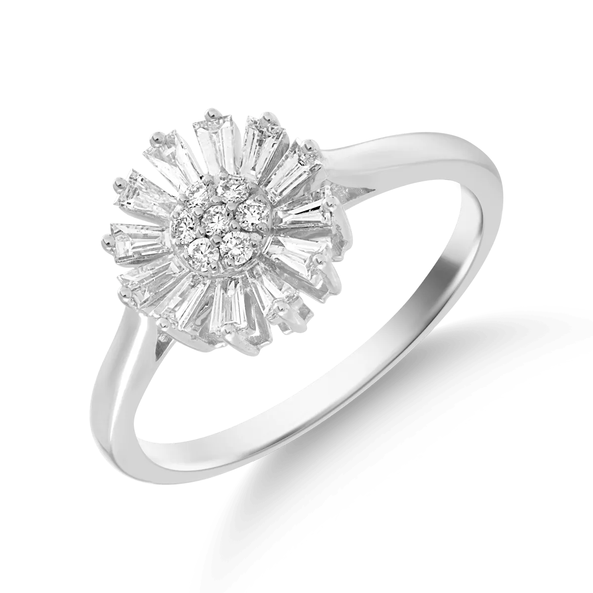 14K white gold flower ring with 0.37ct diamonds