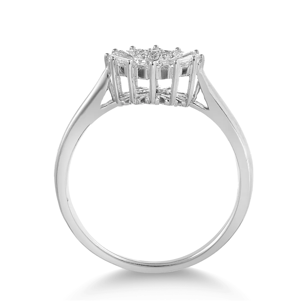 Inel floare din aur alb cu diamante de 0.37ct