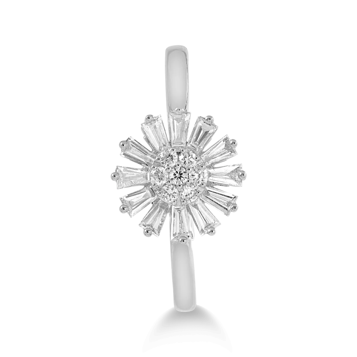 Inel floare din aur alb cu diamante de 0.37ct