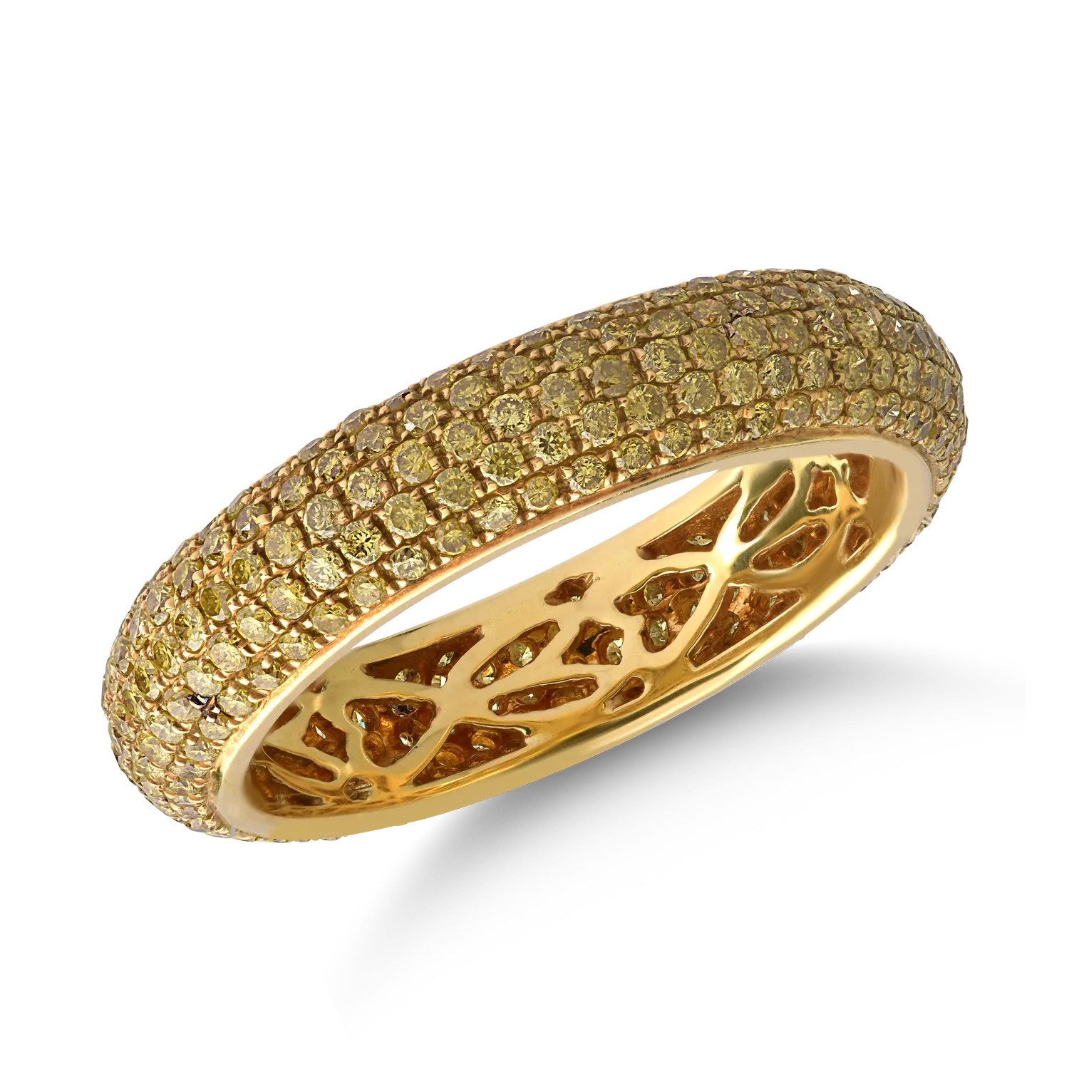 18K yellow gold ring with 1.36ct yellow diamonds