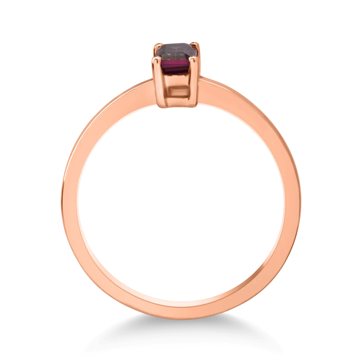 Inel din aur roz cu rodolit rectangular de 0.3ct - Imagine 2