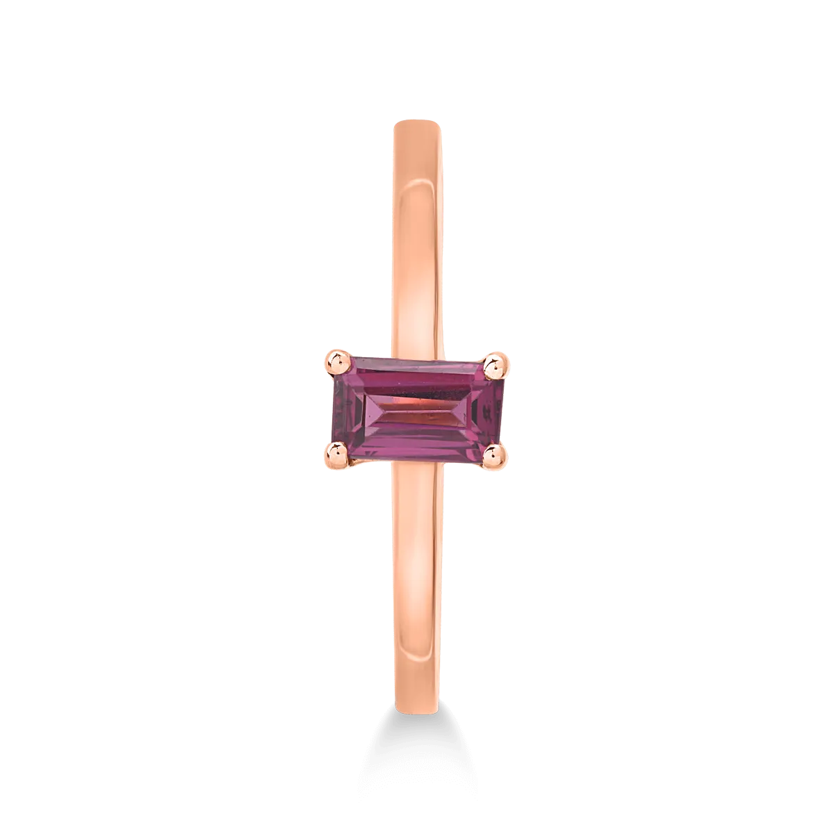 Inel din aur roz cu rodolit rectangular de 0.3ct - Imagine 3