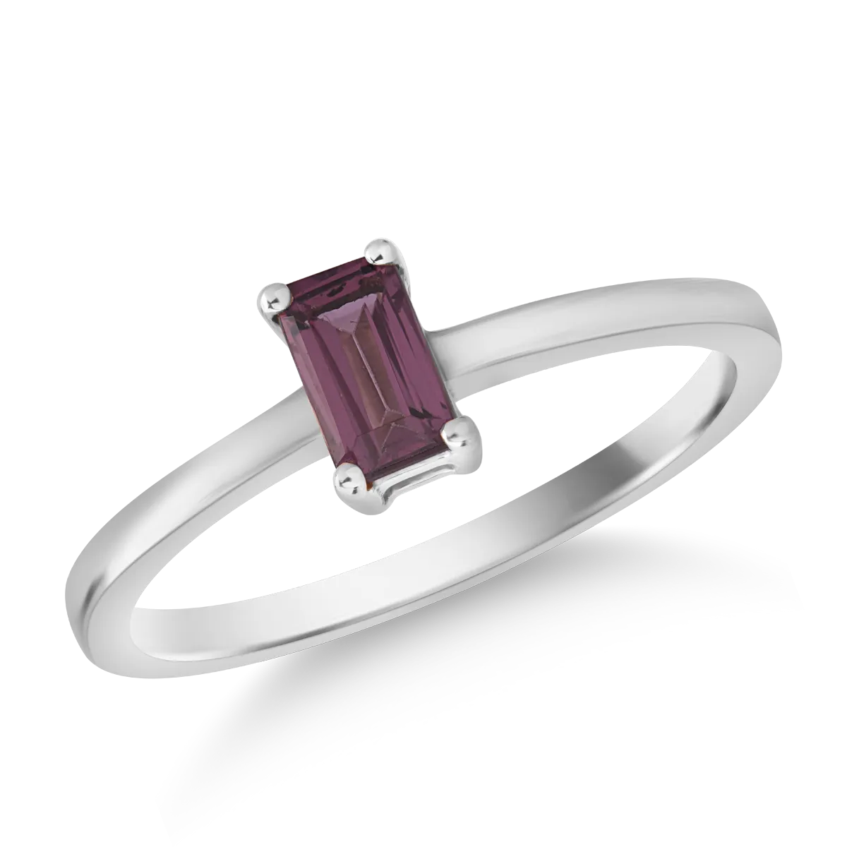 Teilor Inel din aur alb cu rodolit rectangular de 0.3ct