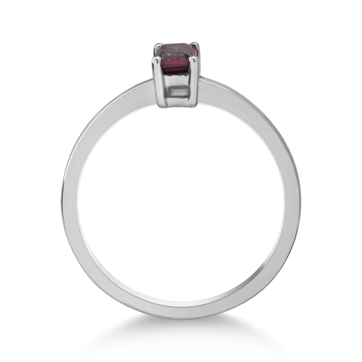White gold ring with 0.3ct rectangular rhodolite