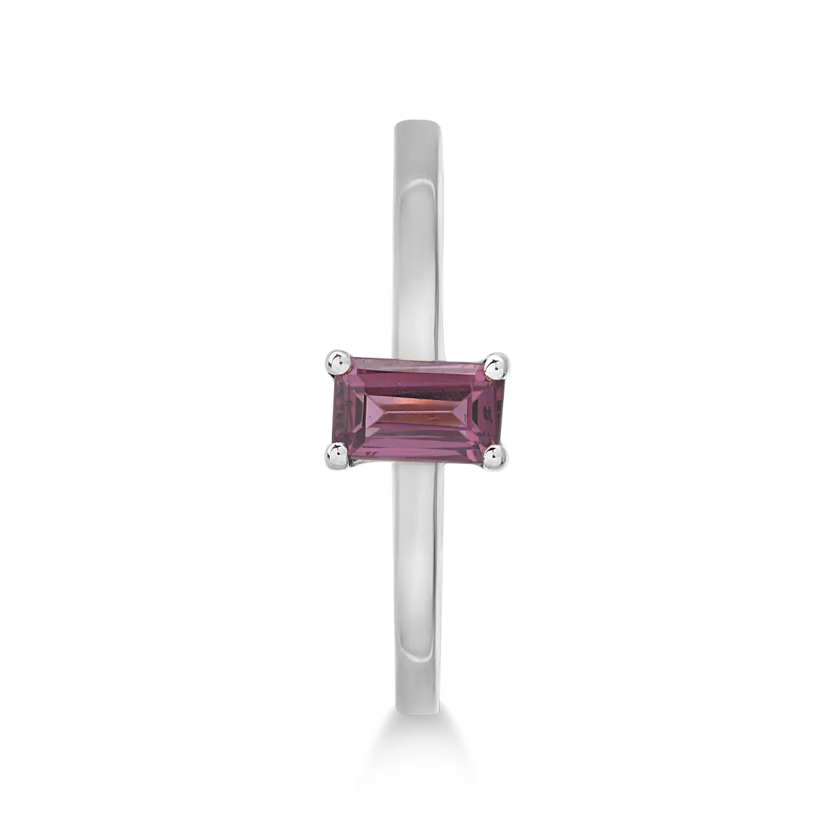White gold ring with 0.3ct rectangular rhodolite