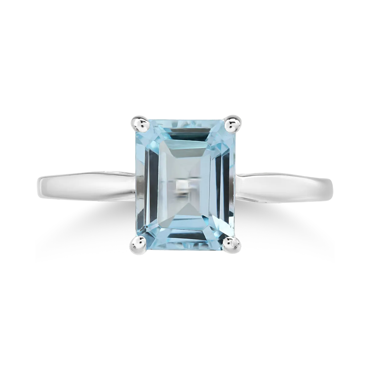 Пръстен от 14K бяло злато с 1.9ct светлосин топаз
