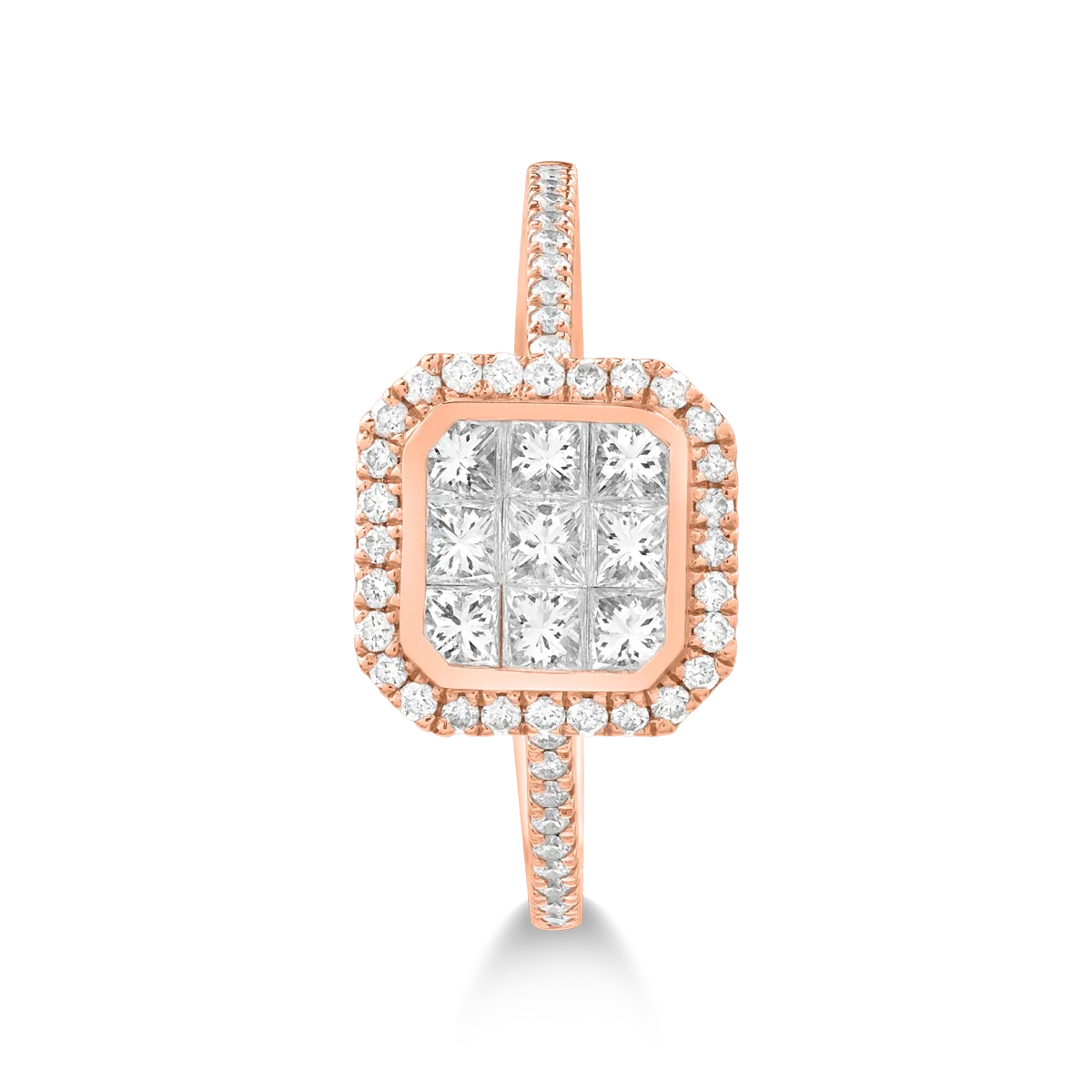 Inel din aur roz de 14K cu diamante de 0.62ct