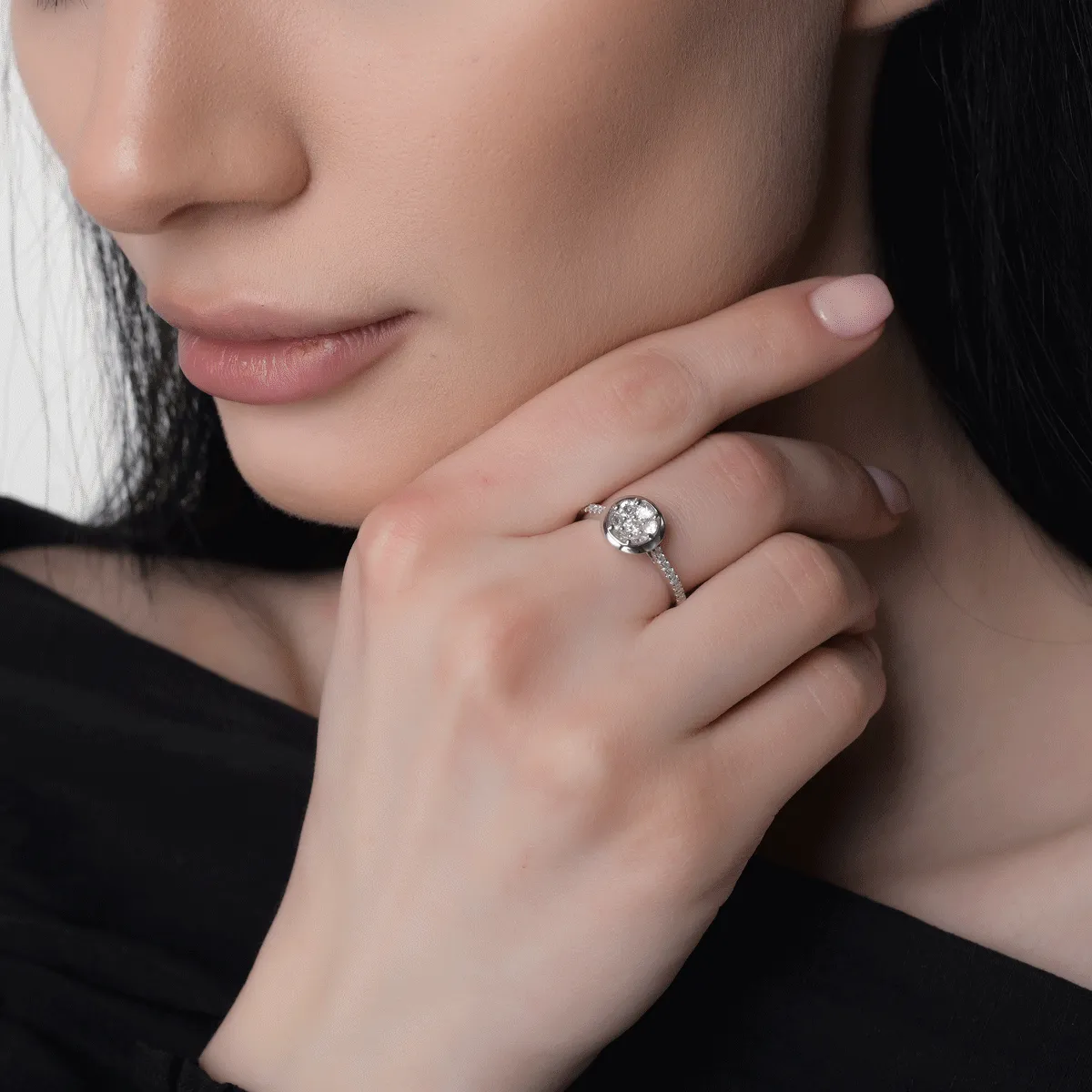 Gyűrű 14K-os fehér aranyból 0.61ct gyémánttal