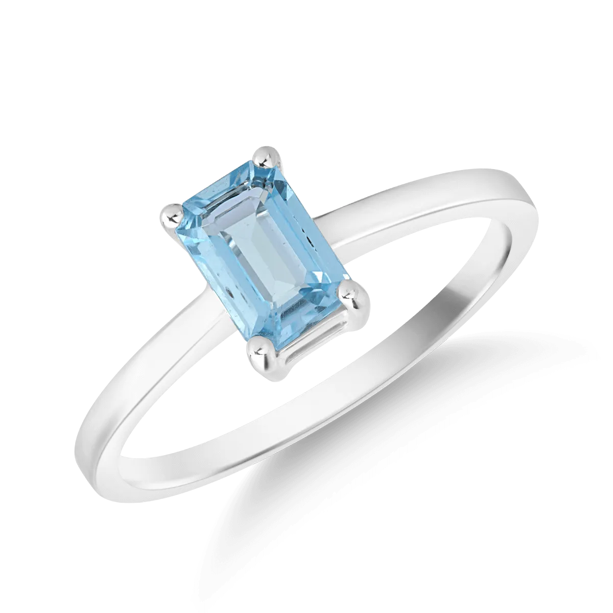 Inel din aur alb de 14K cu topaz Swiss blue de 0.69ct