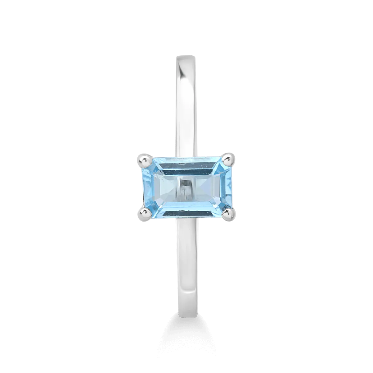 14K white gold ring with 0.69ct Swiss blue topaz