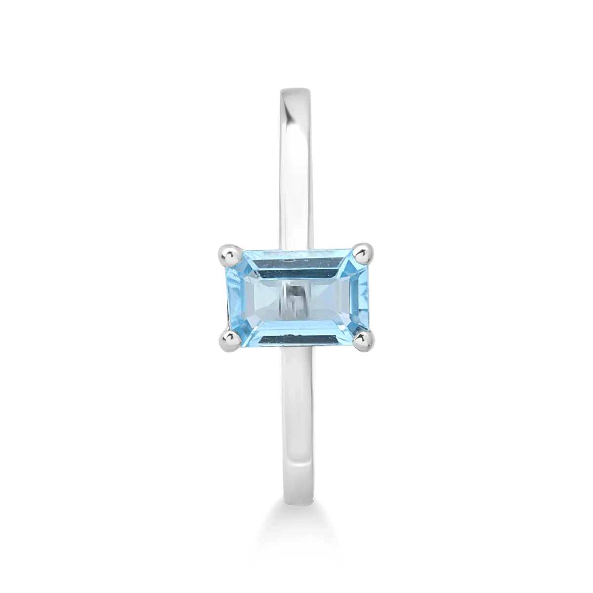 Inel din aur alb cu topaz swiss blue rectangular de 0.6ct - Imagine 3