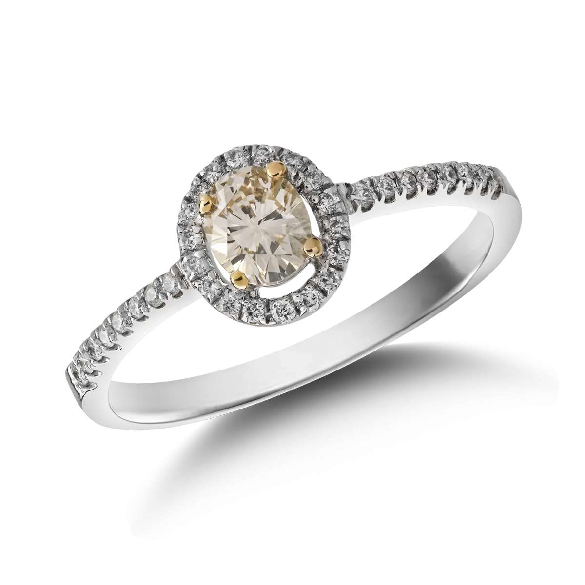 Teilor Inel din aur alb cu diamant maro de 0.49ct si diamante de 0.15ct