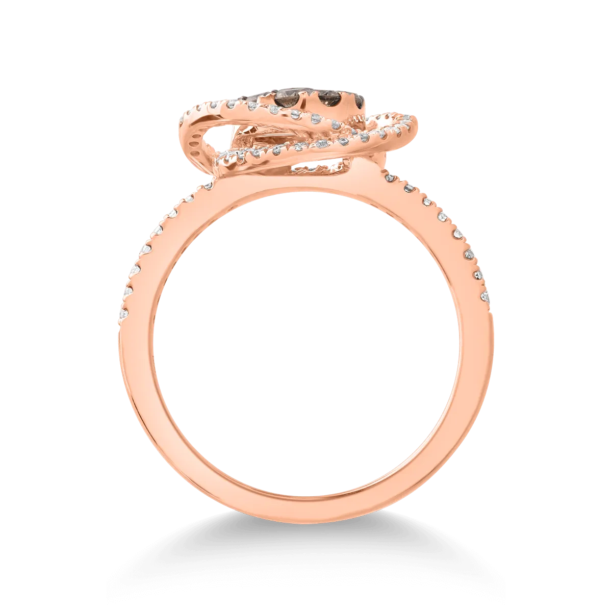 14K rose gold ring with 0.3ct brown diamonds and 0.28ct white diamonds