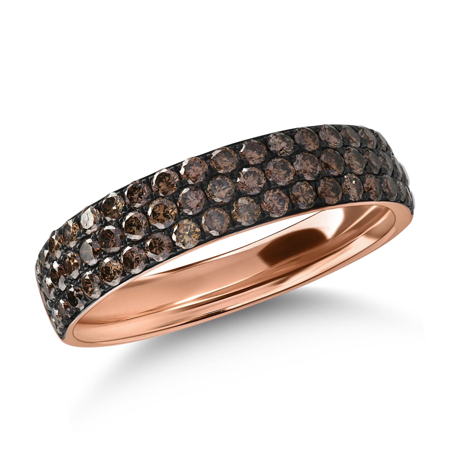 Half eternity ring in rose gold with 0.95ct brown diamonds