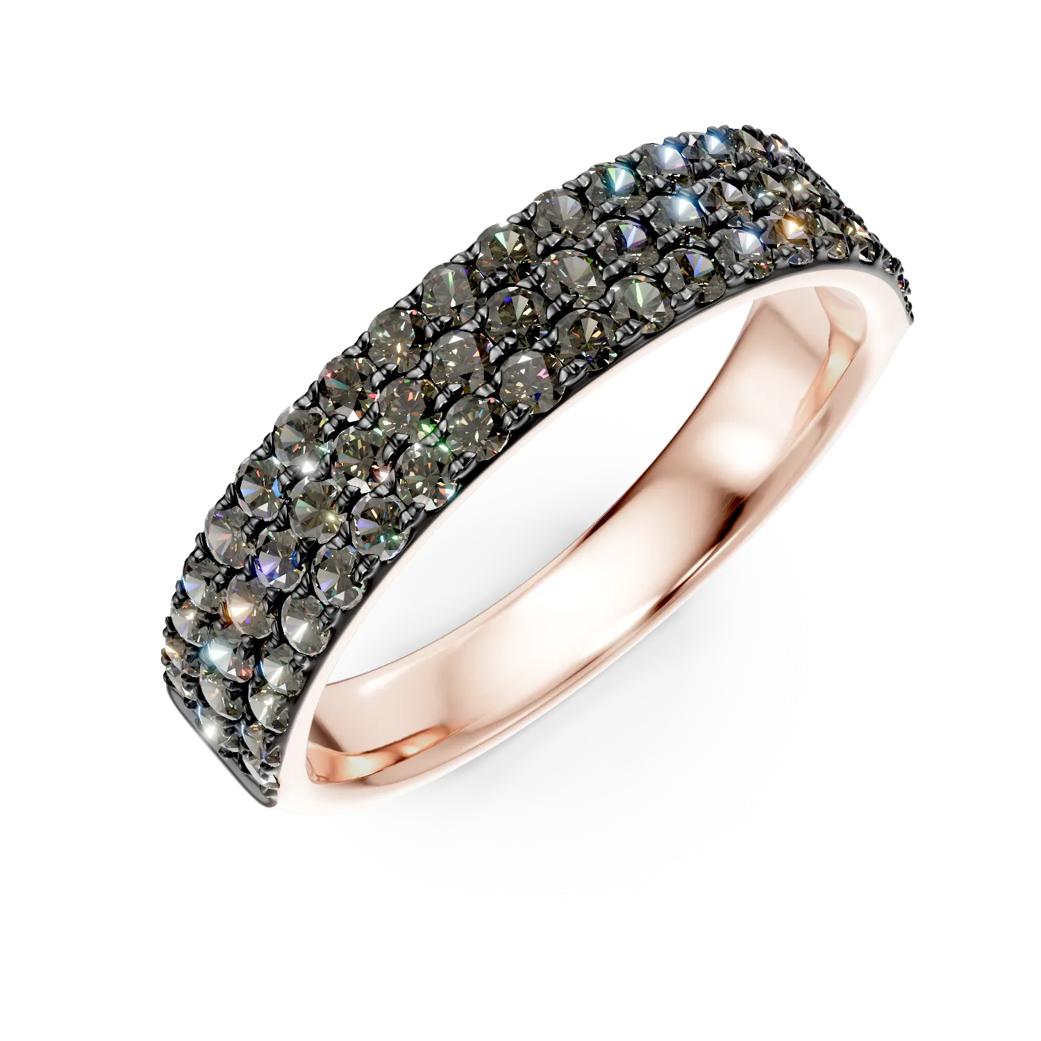 Teilor Inel semi eternity din aur roz cu diamante maro de 0.9ct