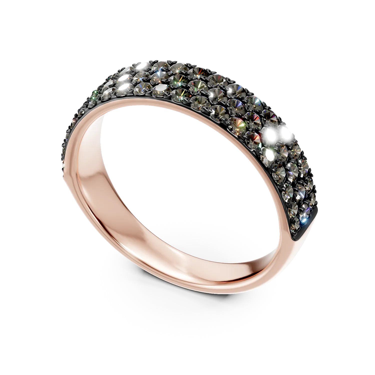 Inel semi eternity din aur roz cu diamante maro de 0.95ct