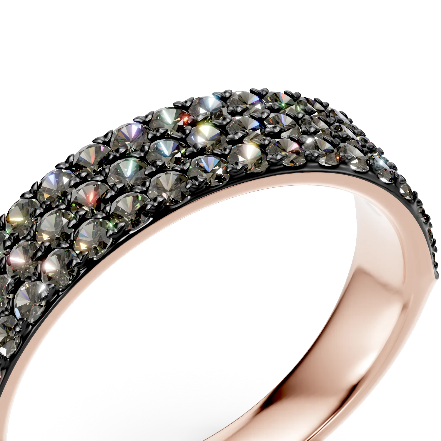 Inel semi eternity din aur roz cu diamante maro de 0.95ct