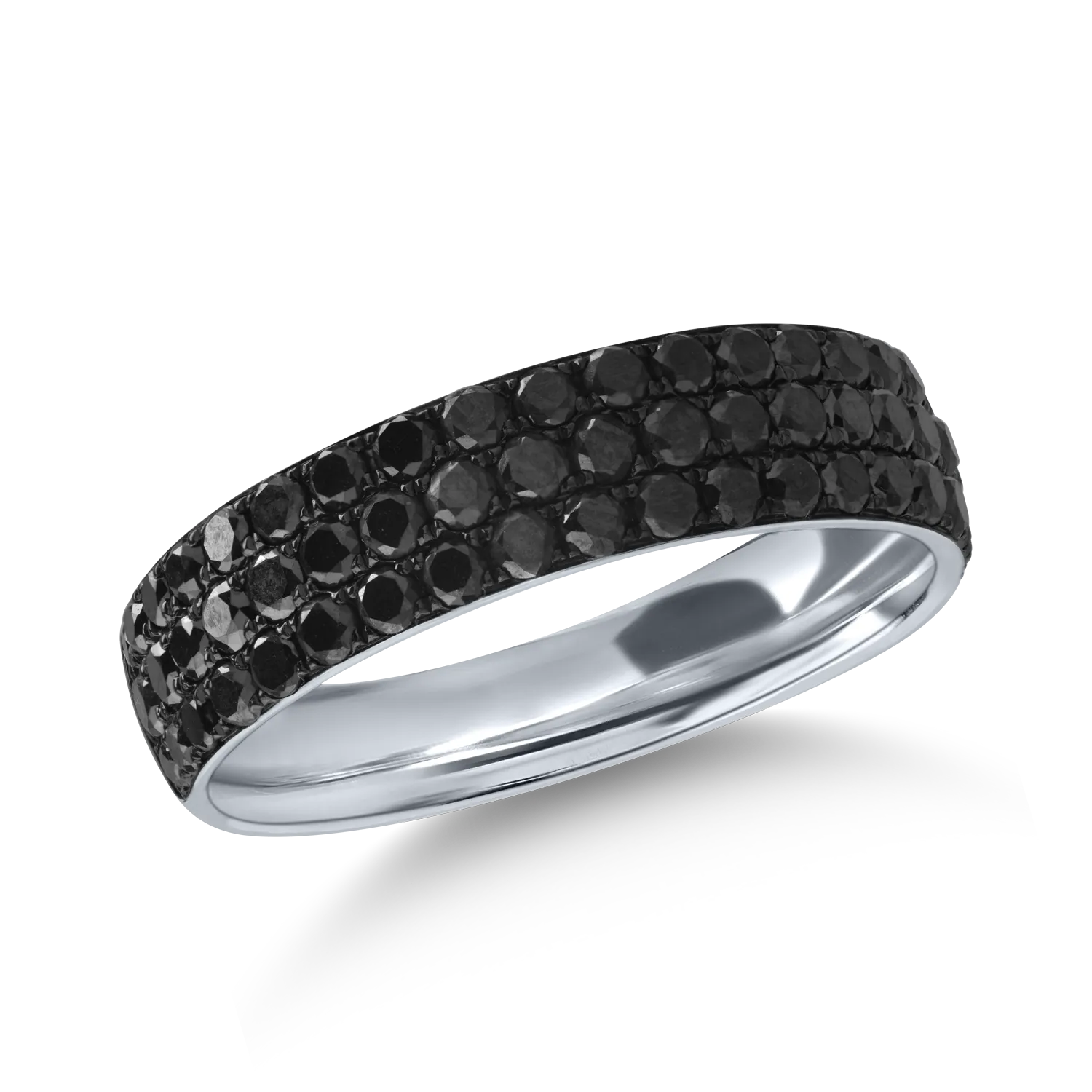 Inel semi eternity din aur alb cu diamante negre de 1.1ct