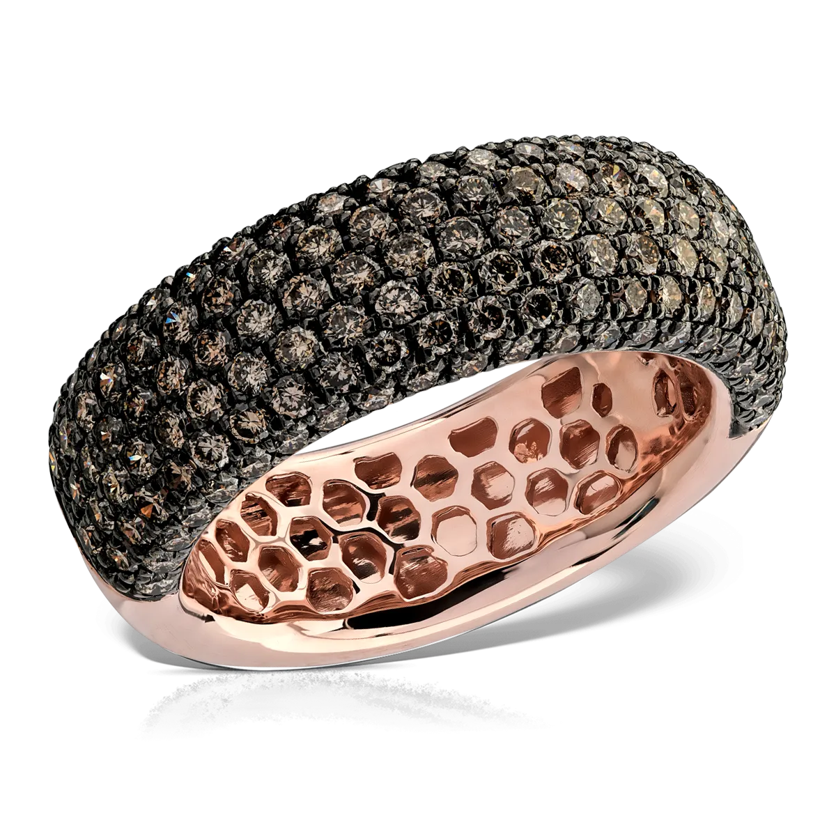 14K rose gold ring with 1.82ct brown diamonds
