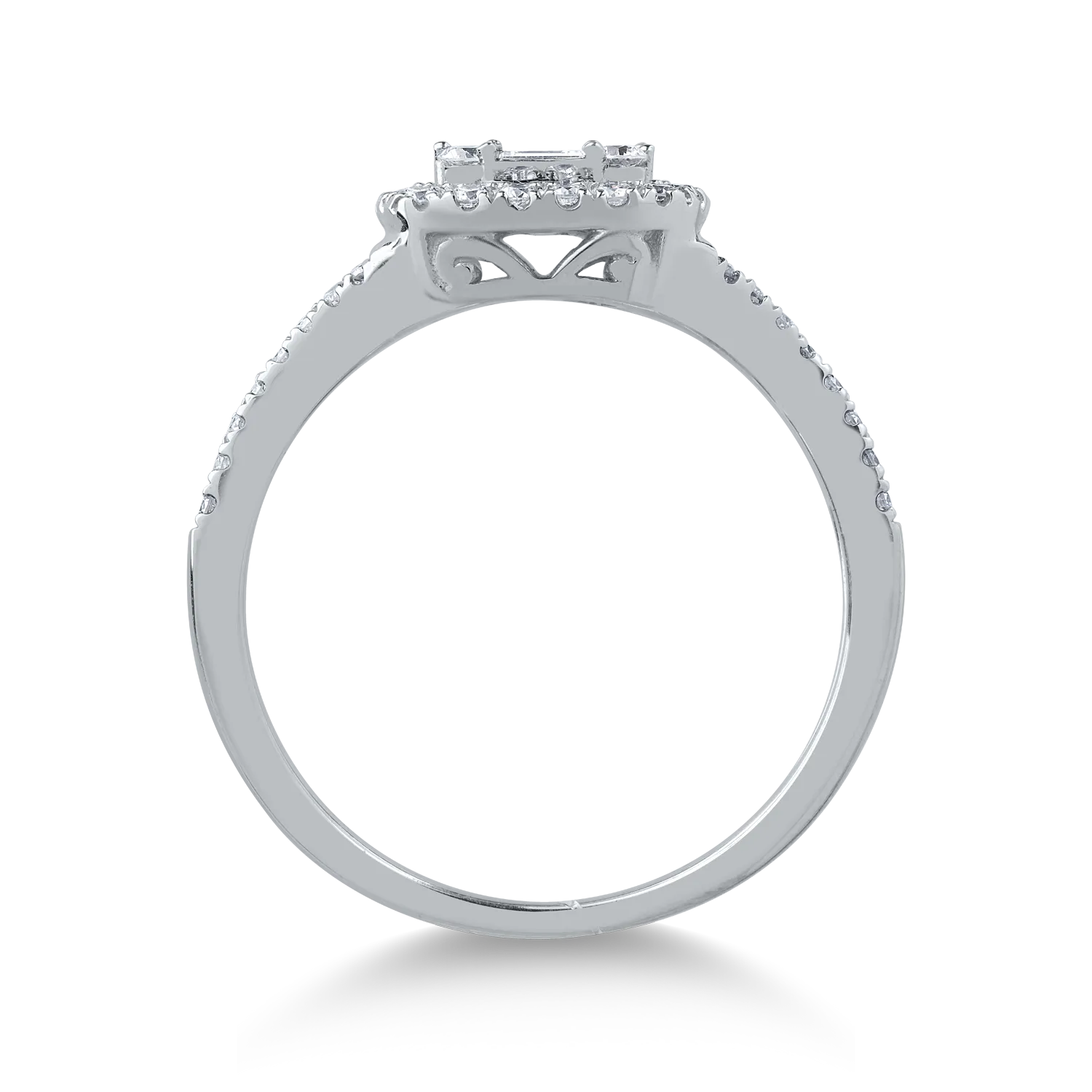 14K fehérarany gyűrű 0.67ct gyémántokkal