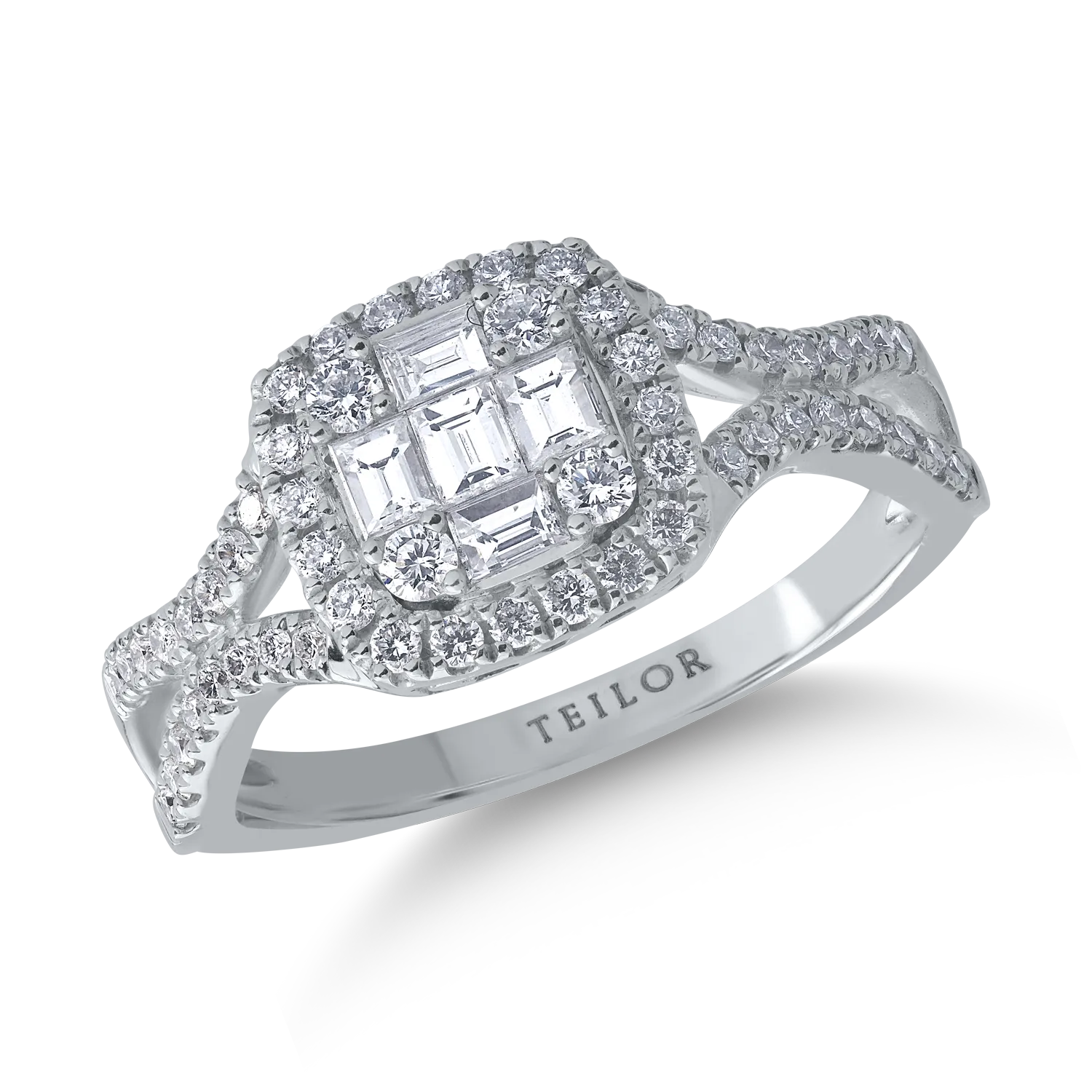 Inel din aur alb de 14K cu diamante de 0.67ct-107111