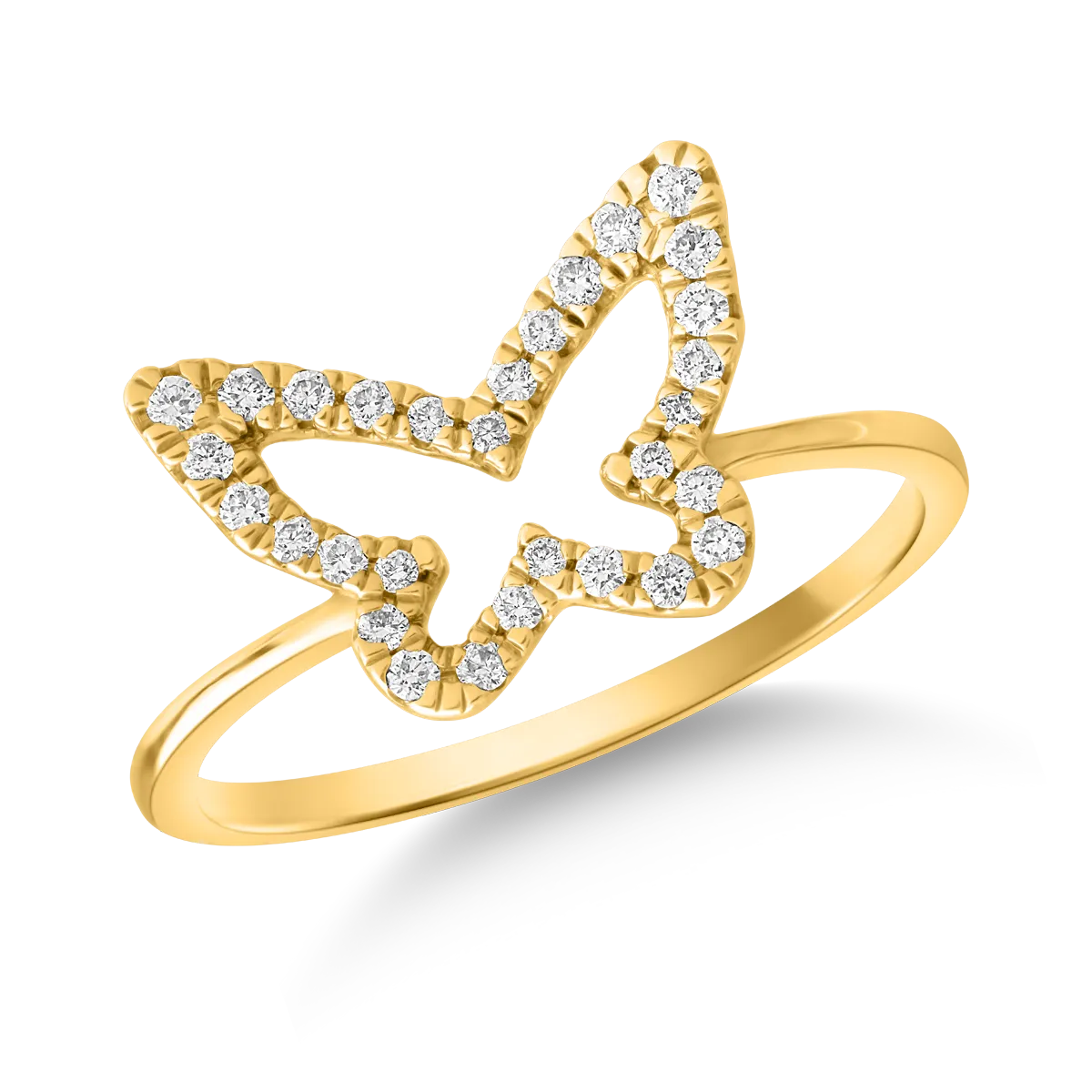 Inel fluture din aur galben de 18K cu diamante de 0.166ct