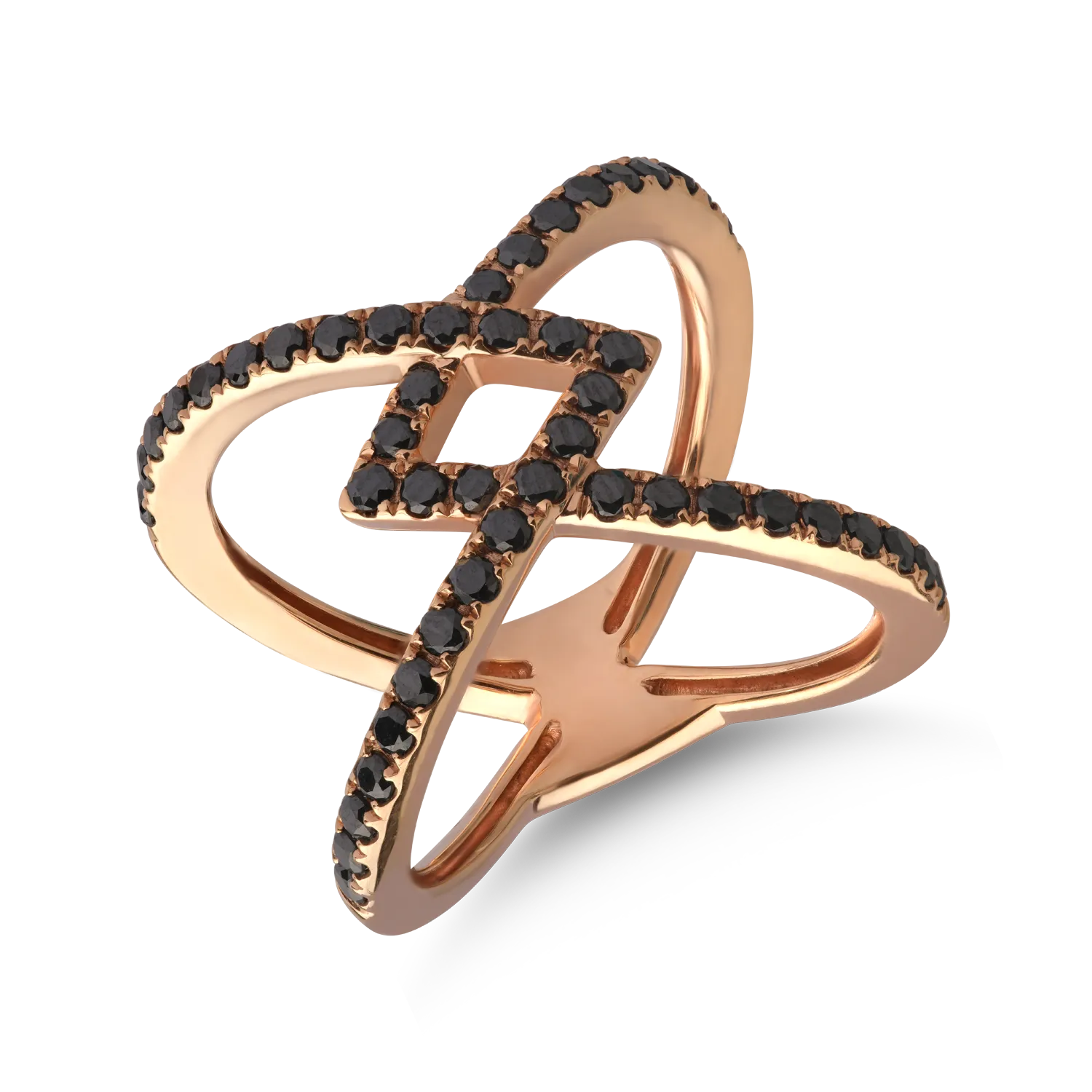 18K rose gold ring with 0.88ct black diamonds