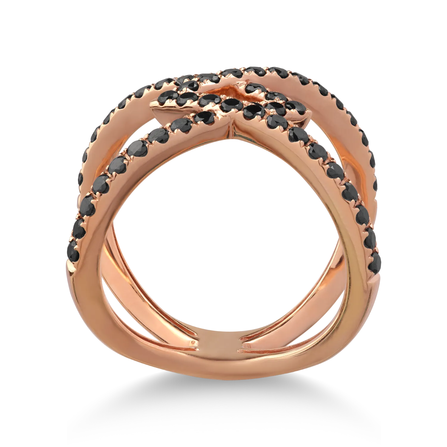 18K rose gold ring with 0.88ct black diamonds