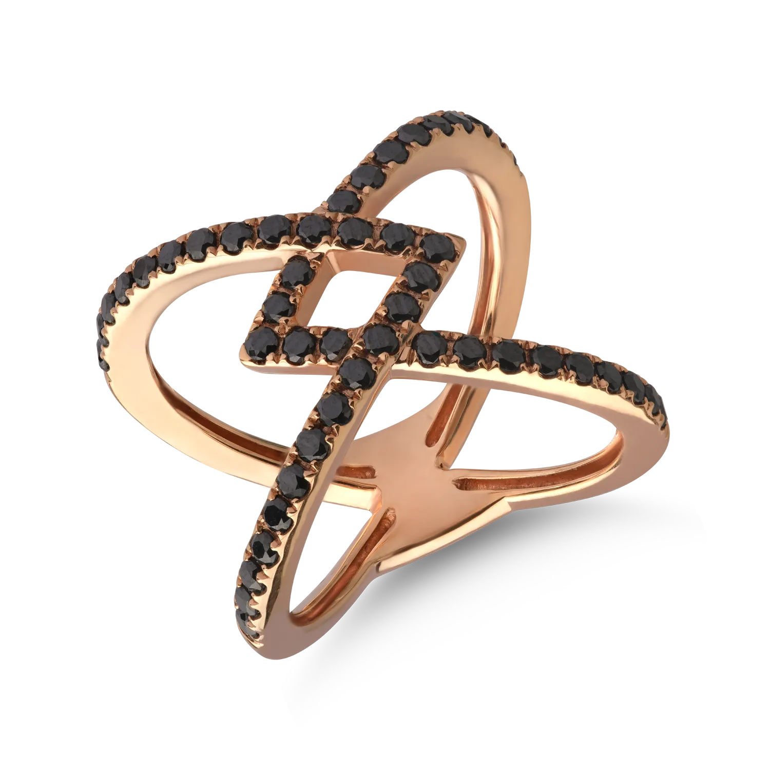 Teilor Inel din aur roz cu diamante negre de 0.88ct