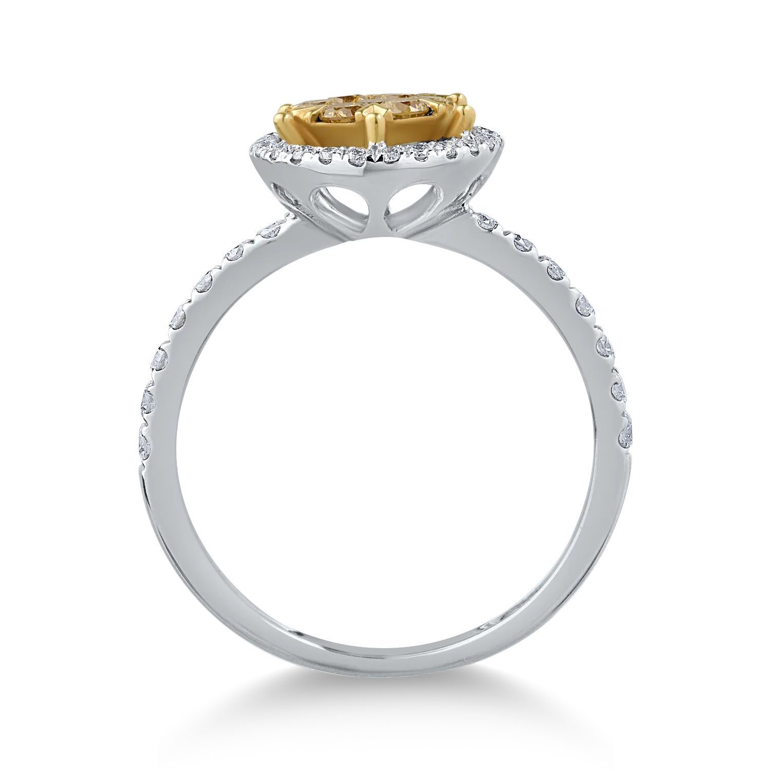 Inel din aur alb de 18K cu diamante galbene de 0.32ct si diamante transparente de 0.31ct